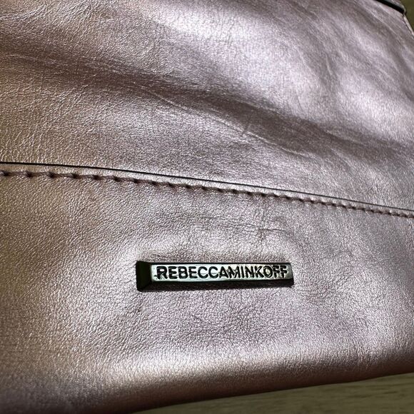 Rebecca Minkoff Rose Gold Leather Leo Clutch Envelope Zipper Edge - Picture 7 of 11